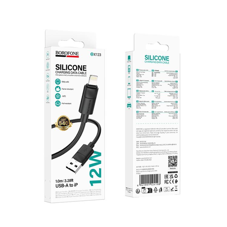 Borofone BX123 Leya 2.4A USB to 8 Pin Silicone Charging Cable, Length: 1m