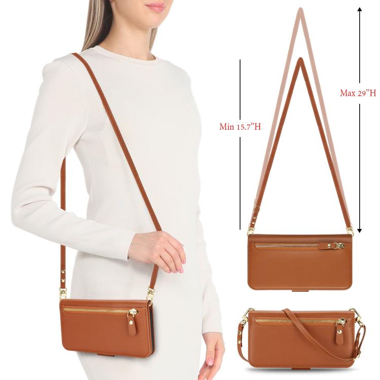 For iPhone 17 Crossbody Front Zipper Multi-Card Wallet Bag Vegan Leather Phone Case
