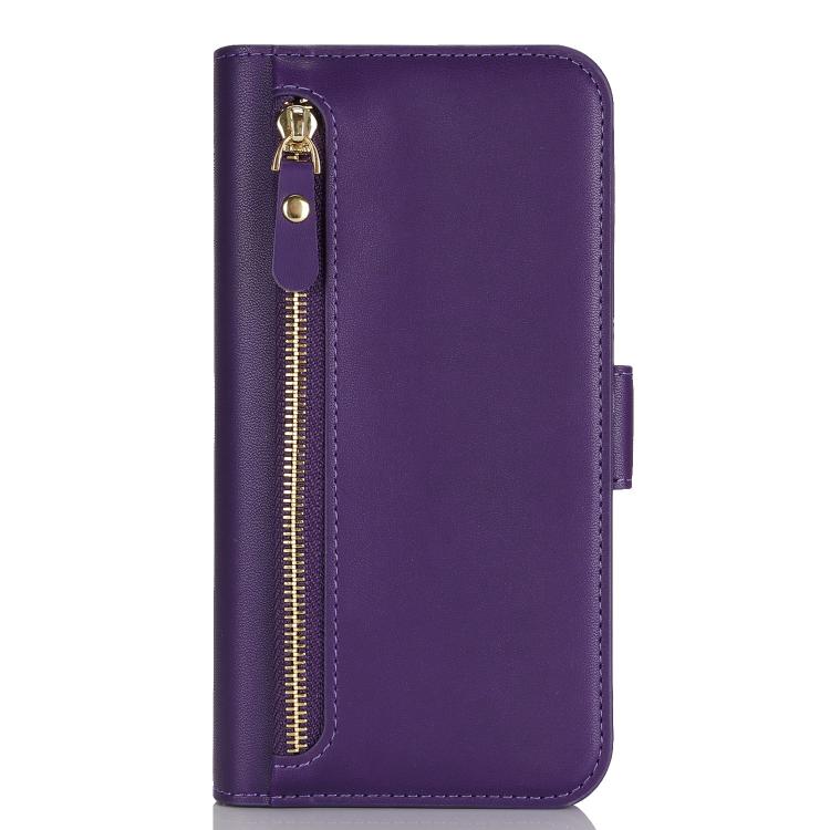 For iPhone 17 Crossbody Front Zipper Multi-Card Wallet Bag Vegan Leather Phone Case
