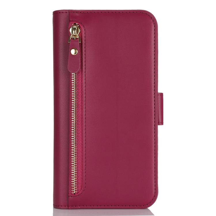 For iPhone 17 Crossbody Front Zipper Multi-Card Wallet Bag Vegan Leather Phone Case
