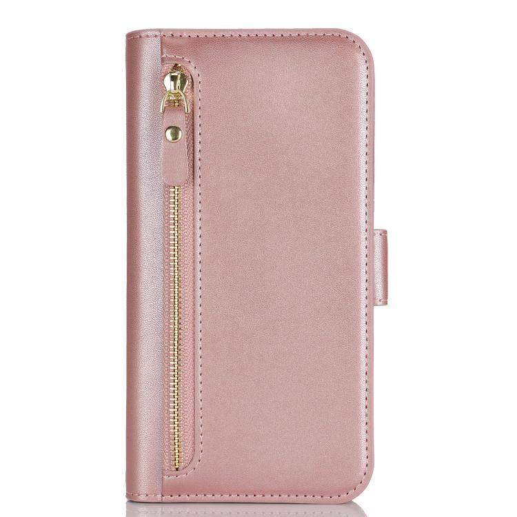 For iPhone 17 Crossbody Front Zipper Multi-Card Wallet Bag Vegan Leather Phone Case