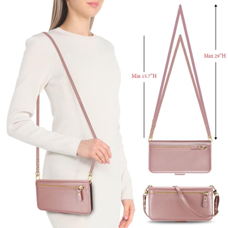 For iPhone 17 Crossbody Front Zipper Multi-Card Wallet Bag Vegan Leather Phone Case