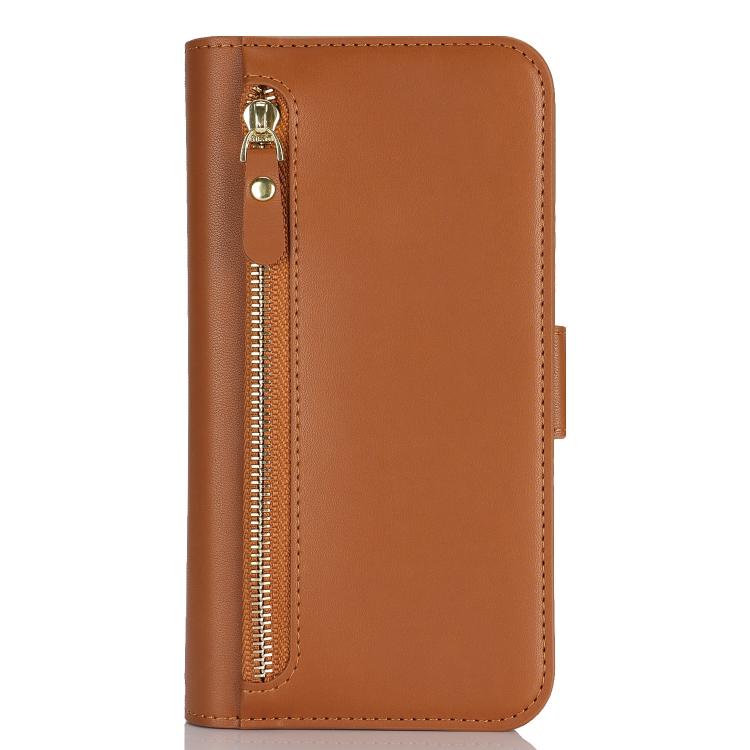 For iPhone Air Crossbody Front Zipper Multi-Card Wallet Bag Vegan Leather Phone Case