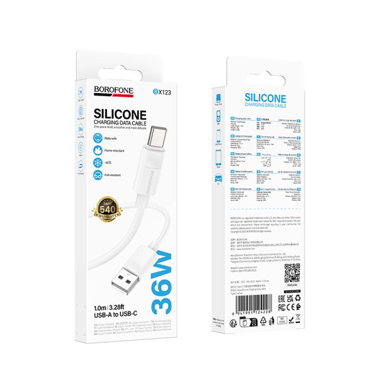 Borofone BX123 Leya 3A USB to Type-C Silicone Charging Cable, Length: 1m