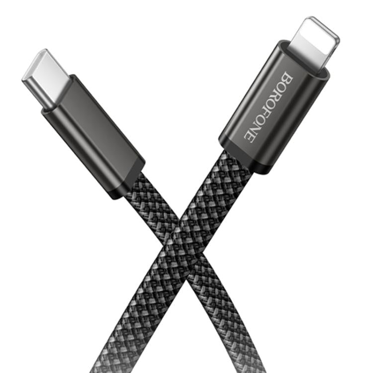 Borofone BX124 Peace 30W Type-C to 8 Pin Charging Data Cable, Length:1m - Black