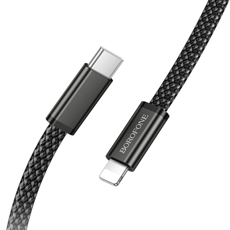 Borofone BX124 Peace 30W Type-C to 8 Pin Charging Data Cable, Length:1m - Black