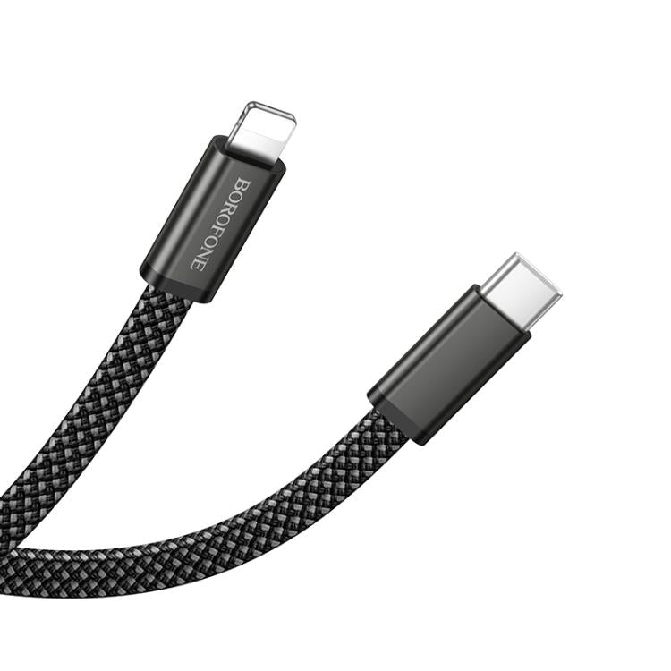 Borofone BX124 Peace 30W Type-C to 8 Pin Charging Data Cable, Length:1m - Black