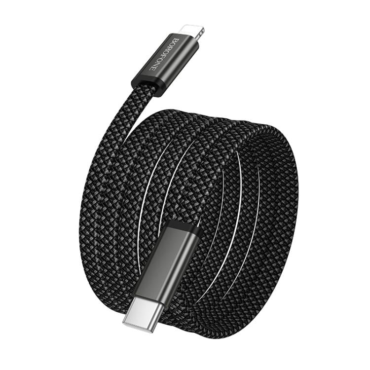 Borofone BX124 Peace 30W Type-C to 8 Pin Charging Data Cable, Length:1m - Black