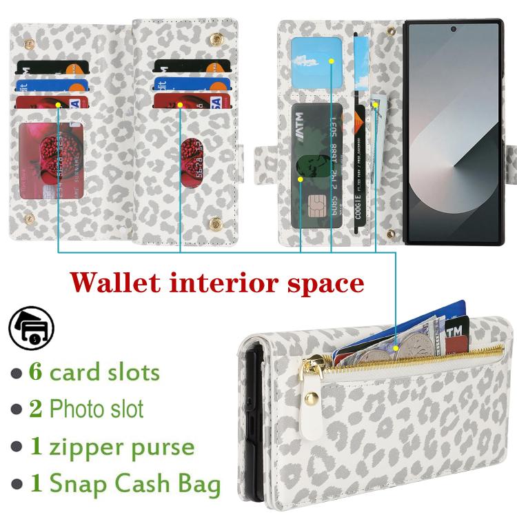 For Samsung Galaxy Z Fold5 Crossbody Front Zipper Multi-Card Wallet Bag Vegan Leather Phone Case