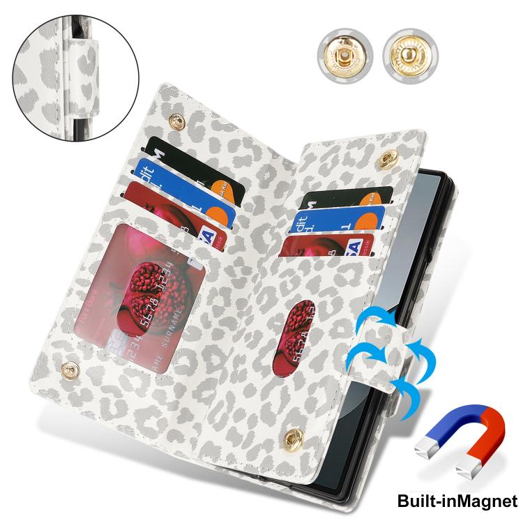 For Samsung Galaxy Z Fold5 Crossbody Front Zipper Multi-Card Wallet Bag Vegan Leather Phone Case