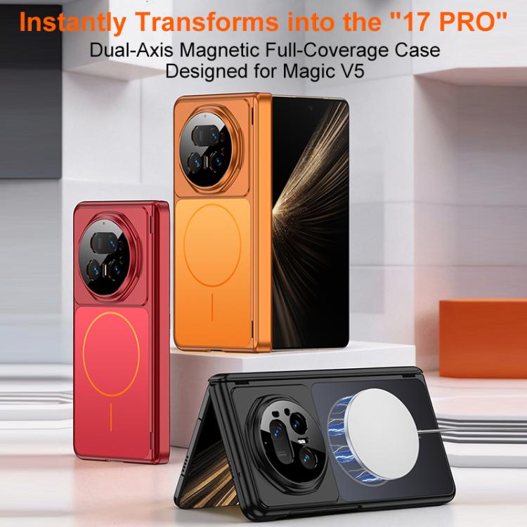 For Honor Magic V5 GKK Change to 17 Series Dual Axis Magnetic Phone Case