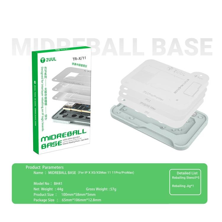2uul BH41 Middle Layer BGA Reballing Stencil Platform Set for iPhone X-11 Series