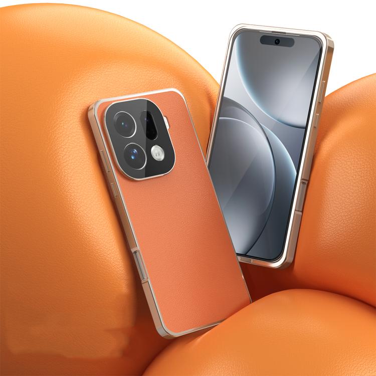 For OPPO Find X9 Magic Cube HD Glass Veagn Leather Magnetic Frame Metal Phone Case