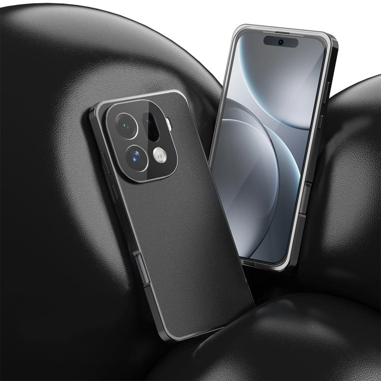 For OPPO Find X9 Magic Cube HD Glass Veagn Leather Magnetic Frame Metal Phone Case