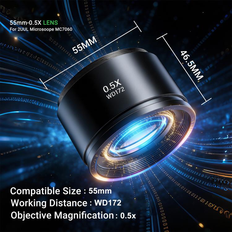 2uul MS05 55MM WD172 0.5X Lens for 2uul MC7060 Microscope