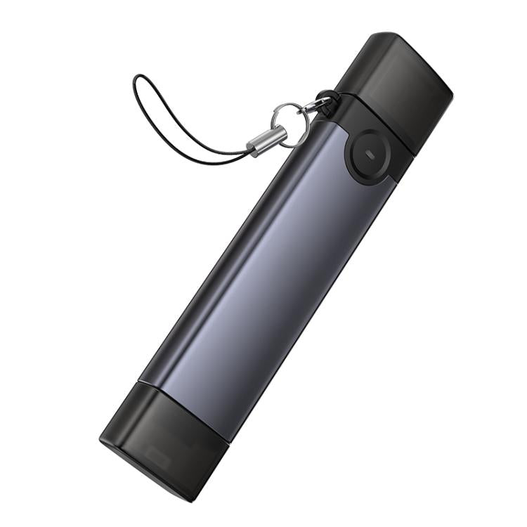 hoco HB56A Victory USB-A and 8 Pin to SD, TF, USB2.0 Portable 3 in 1 Card Reader - Metal Grey