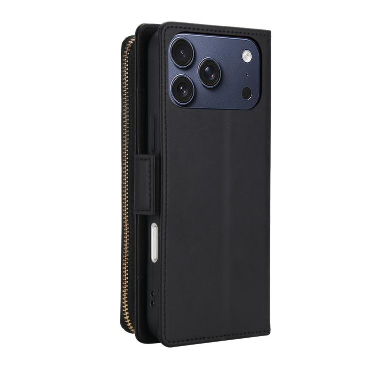 For iPhone 17 Pro Crossbody Diamond Lattice Zipper Wallet RFID Vegan Leather Phone Case