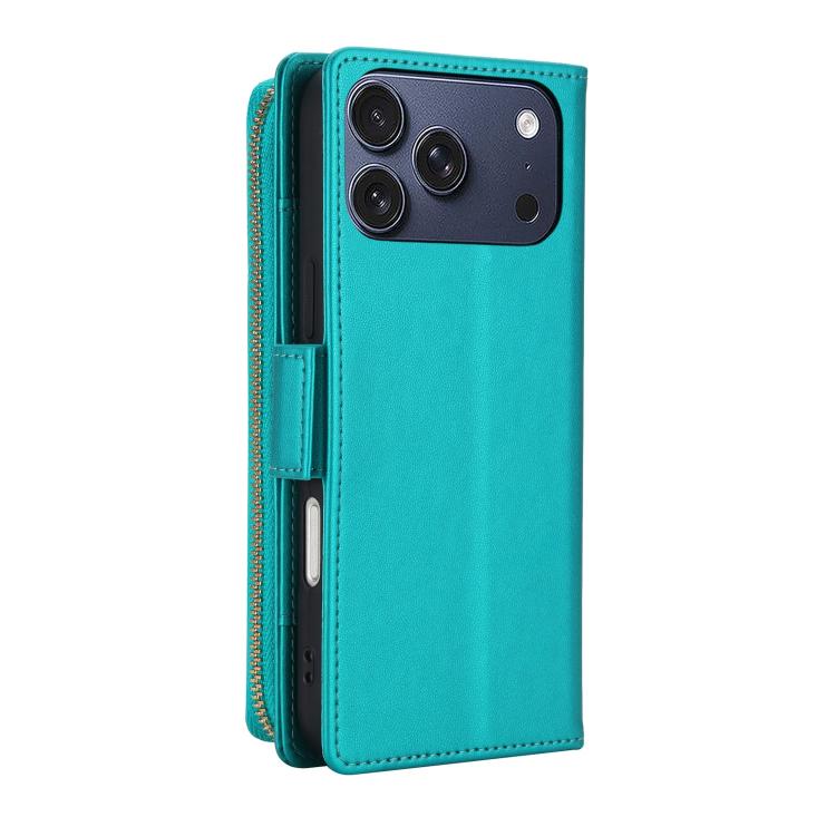 For iPhone 17 Pro Crossbody Diamond Lattice Zipper Wallet RFID Vegan Leather Phone Case