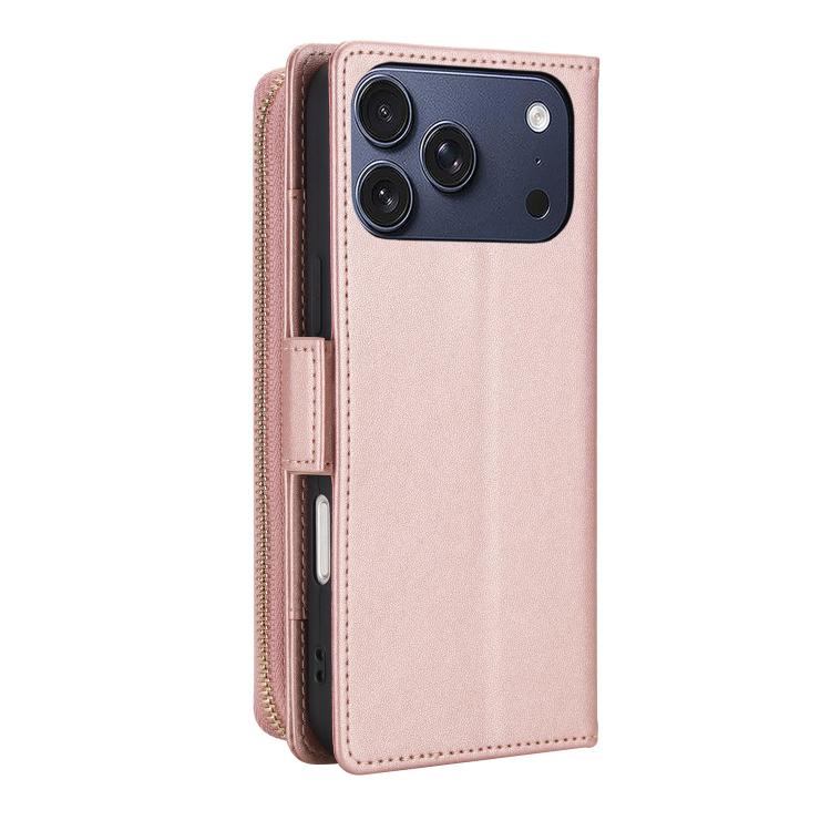 For iPhone 17 Pro Crossbody Diamond Lattice Zipper Wallet RFID Vegan Leather Phone Case