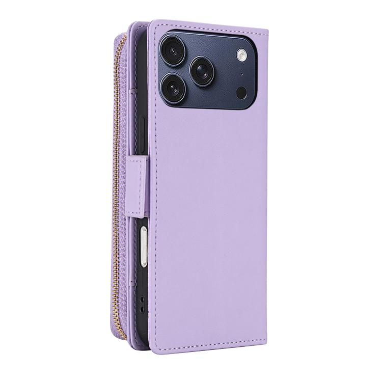 For iPhone 17 Pro Crossbody Diamond Lattice Zipper Wallet RFID Vegan Leather Phone Case