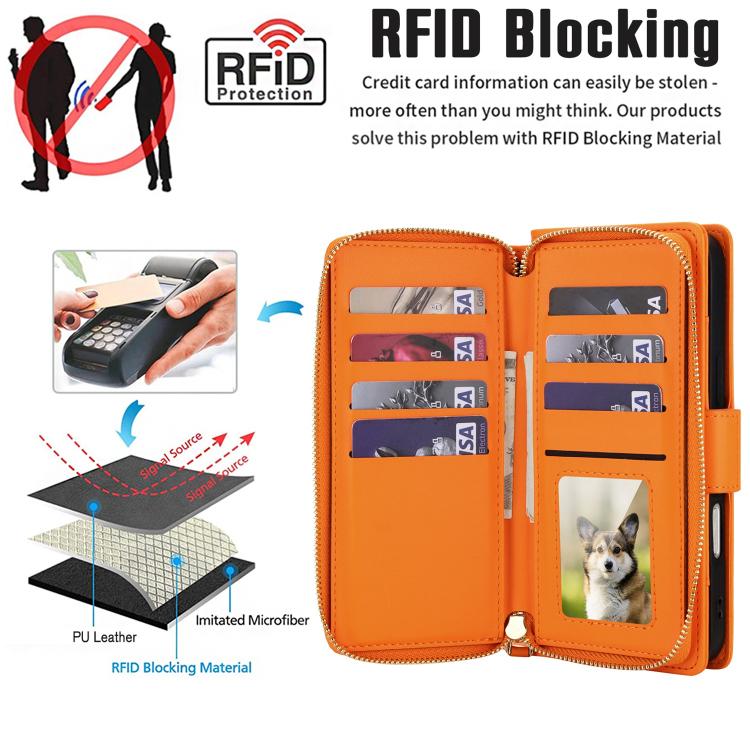 For iPhone 17 Pro Max Crossbody Diamond Lattice Zipper Wallet RFID Vegan Leather Phone Case