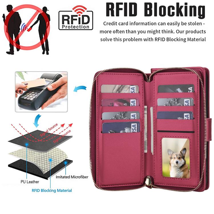 For iPhone 17 Pro Max Crossbody Diamond Lattice Zipper Wallet RFID Vegan Leather Phone Case