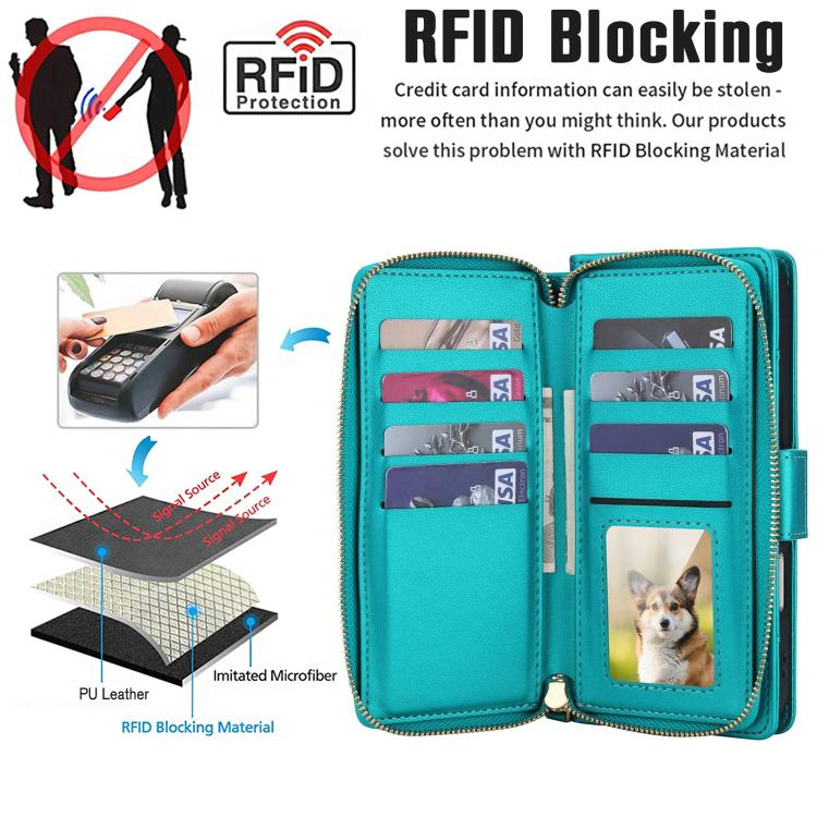 For iPhone 17 Pro Max Crossbody Diamond Lattice Zipper Wallet RFID Vegan Leather Phone Case