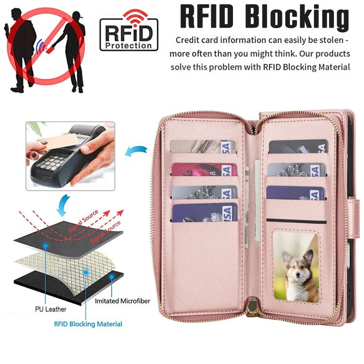For iPhone 17 Pro Max Crossbody Diamond Lattice Zipper Wallet RFID Vegan Leather Phone Case