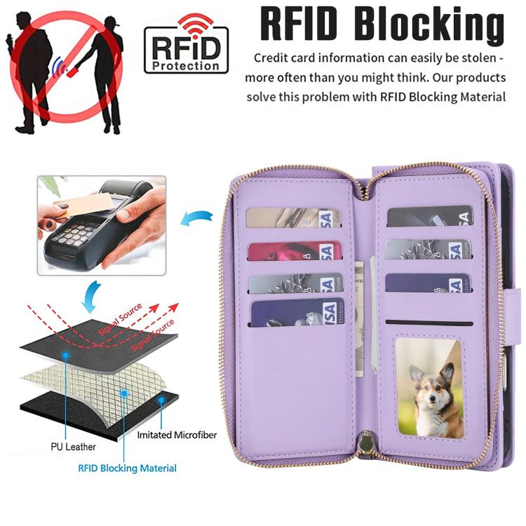 For iPhone 17 Pro Max Crossbody Diamond Lattice Zipper Wallet RFID Vegan Leather Phone Case
