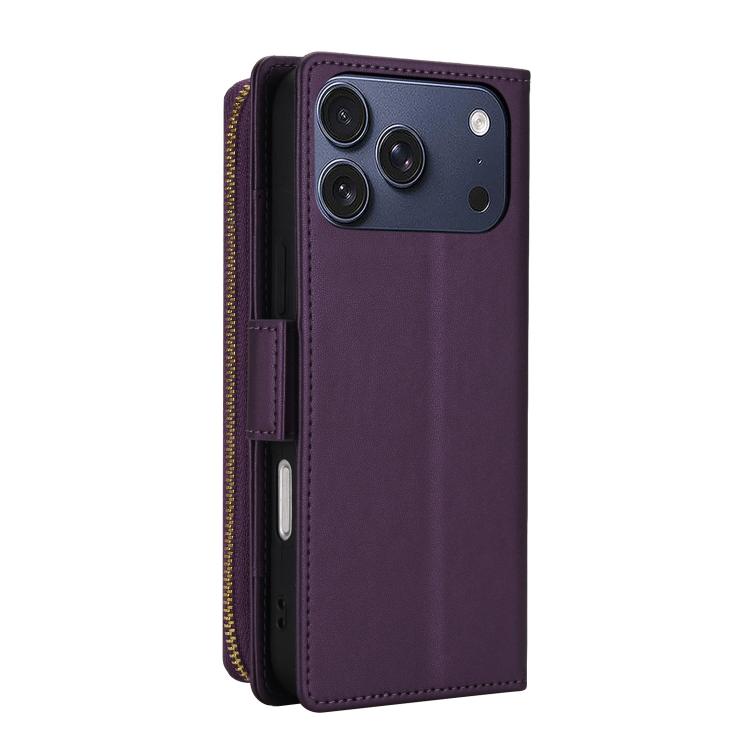 For iPhone 17 Pro Max Crossbody Diamond Lattice Zipper Wallet RFID Vegan Leather Phone Case