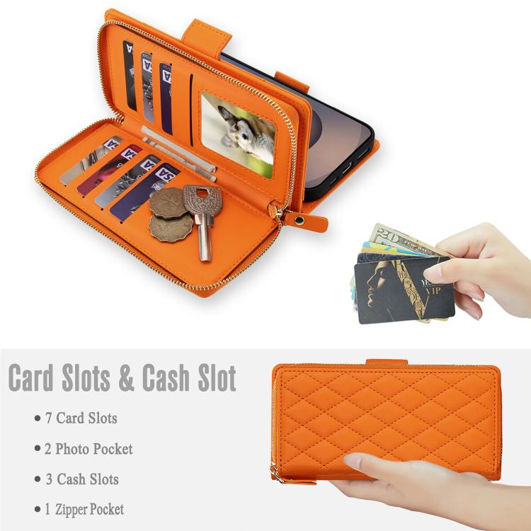 For Samsung Galaxy S26 Ultra 5G Crossbody Diamond Lattice Zipper Wallet RFID Vegan Leather Phone Case
