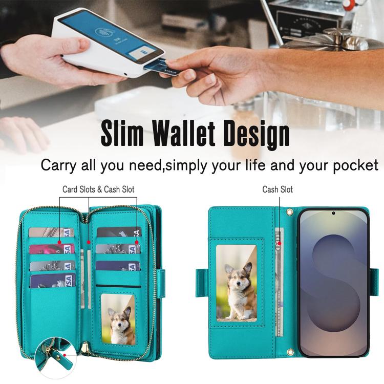 For Samsung Galaxy S26 Ultra 5G Crossbody Diamond Lattice Zipper Wallet RFID Vegan Leather Phone Case