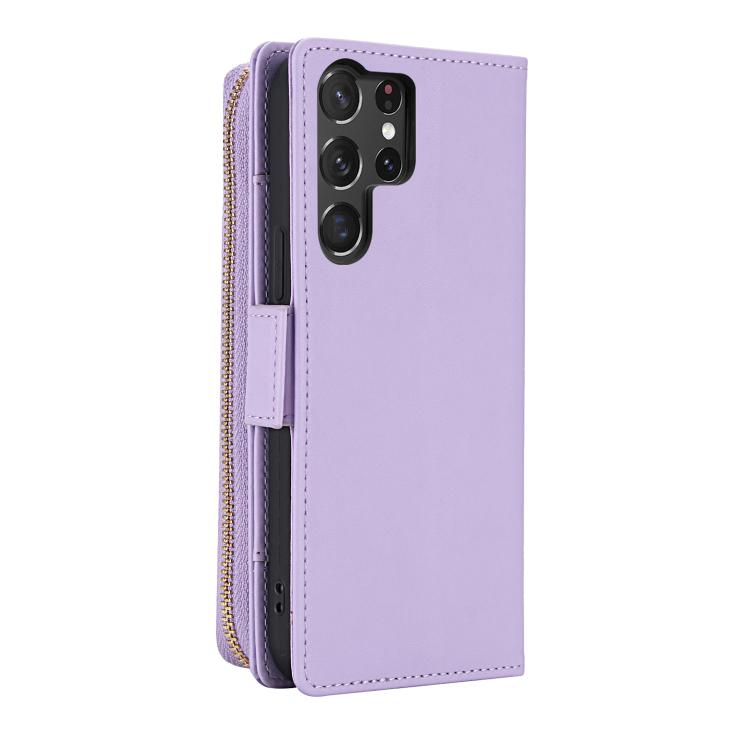 For Samsung Galaxy S26 Ultra 5G Crossbody Diamond Lattice Zipper Wallet RFID Vegan Leather Phone Case