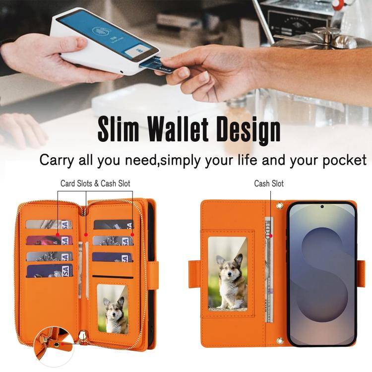 For Samsung Galaxy S25 Ultra 5G Crossbody Diamond Lattice Zipper Wallet RFID Vegan Leather Phone Case