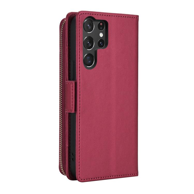 For Samsung Galaxy S25 Ultra 5G Crossbody Diamond Lattice Zipper Wallet RFID Vegan Leather Phone Case