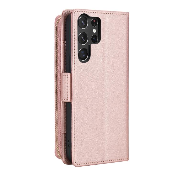 For Samsung Galaxy S25 Ultra 5G Crossbody Diamond Lattice Zipper Wallet RFID Vegan Leather Phone Case