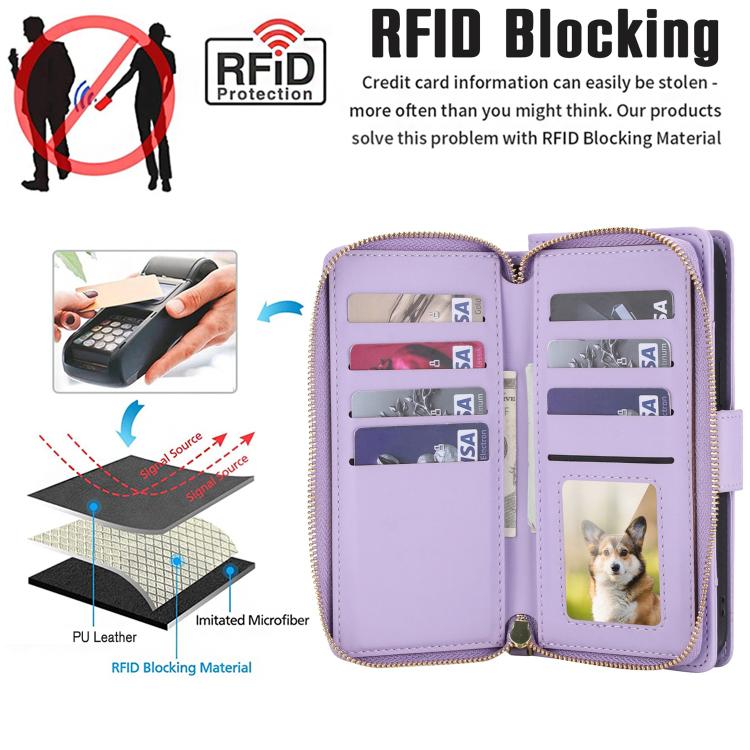 For Samsung Galaxy S25 Ultra 5G Crossbody Diamond Lattice Zipper Wallet RFID Vegan Leather Phone Case
