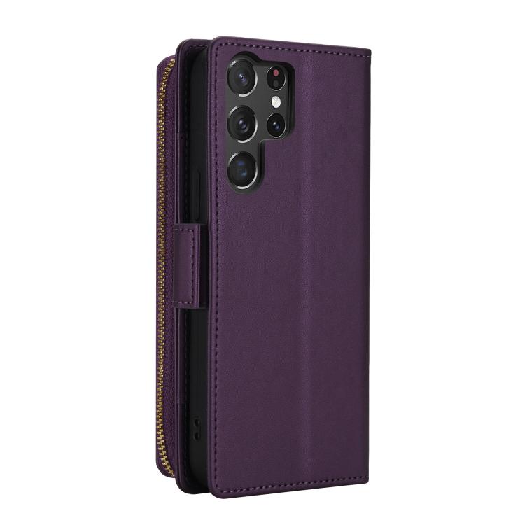 For Samsung Galaxy S25 Ultra 5G Crossbody Diamond Lattice Zipper Wallet RFID Vegan Leather Phone Case