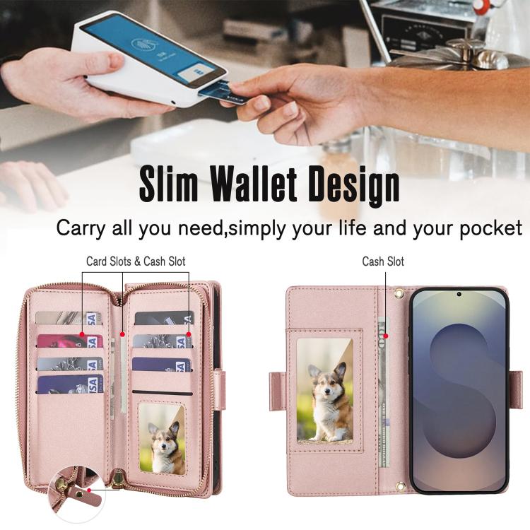 For Samsung Galaxy S24 Ultra 5G Crossbody Diamond Lattice Zipper Wallet RFID Vegan Leather Phone Case