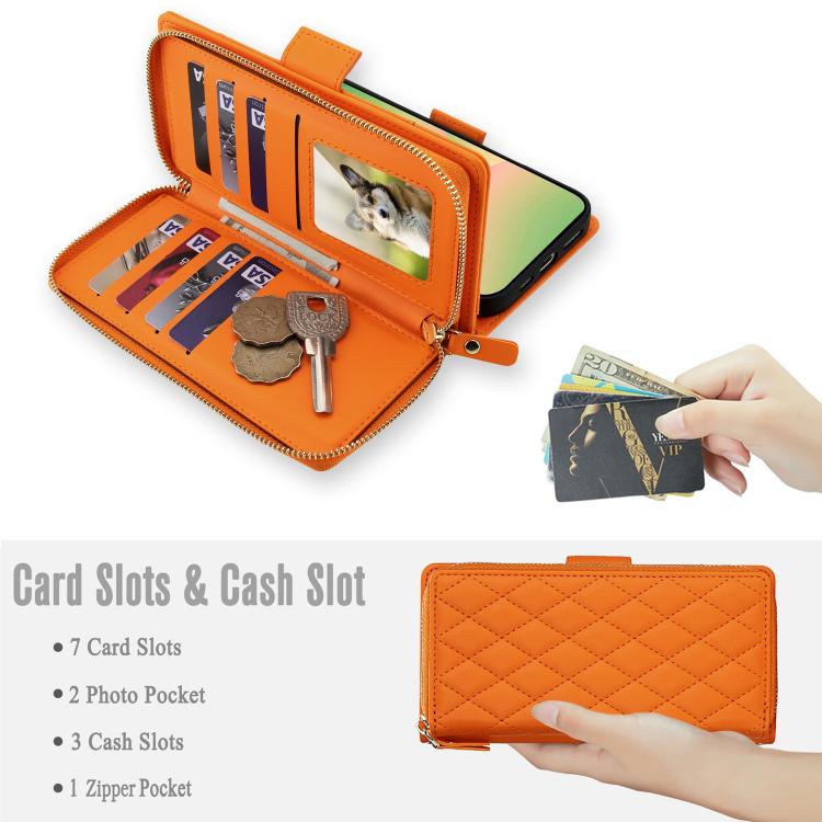 For Samsung Galaxy A36 / A37 / A56 5G Crossbody Diamond Lattice Zipper Wallet RFID Vegan Leather Phone Case
