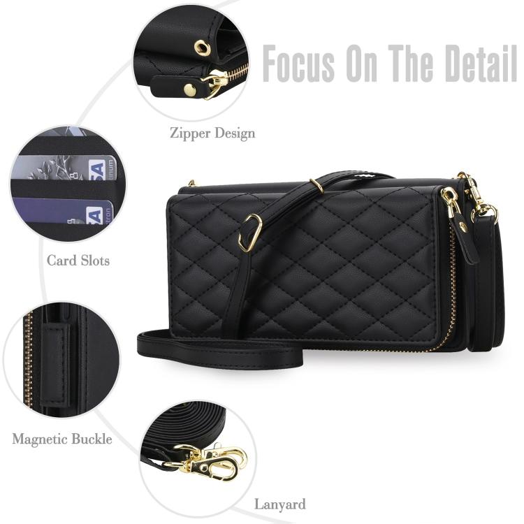 For Samsung Galaxy A36 / A37 / A56 5G Crossbody Diamond Lattice Zipper Wallet RFID Vegan Leather Phone Case