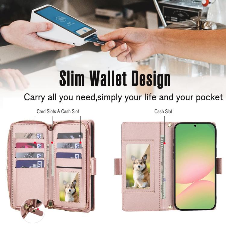 For Samsung Galaxy A36 / A37 / A56 5G Crossbody Diamond Lattice Zipper Wallet RFID Vegan Leather Phone Case