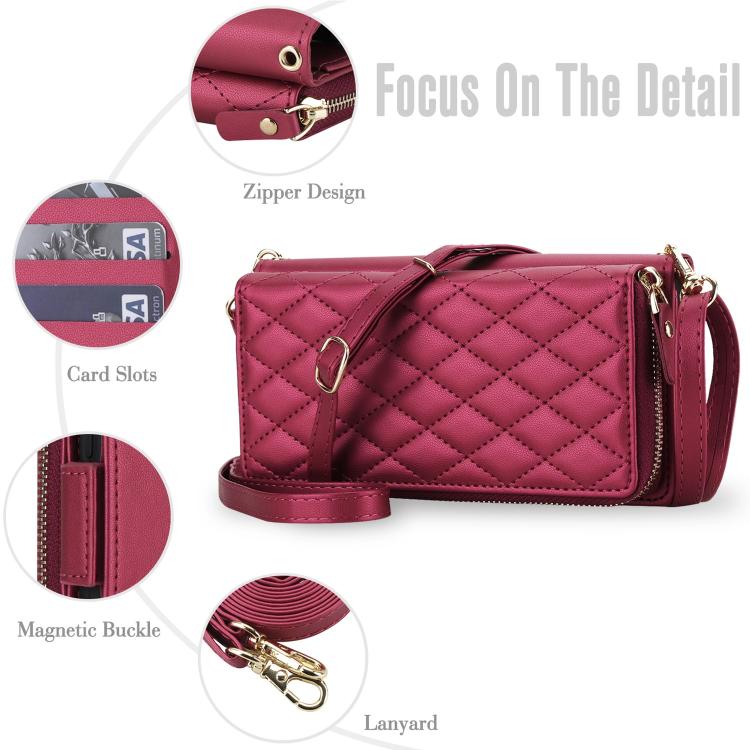 For Samsung Galaxy A57 5G Crossbody Diamond Lattice Zipper Wallet RFID Vegan Leather Phone Case