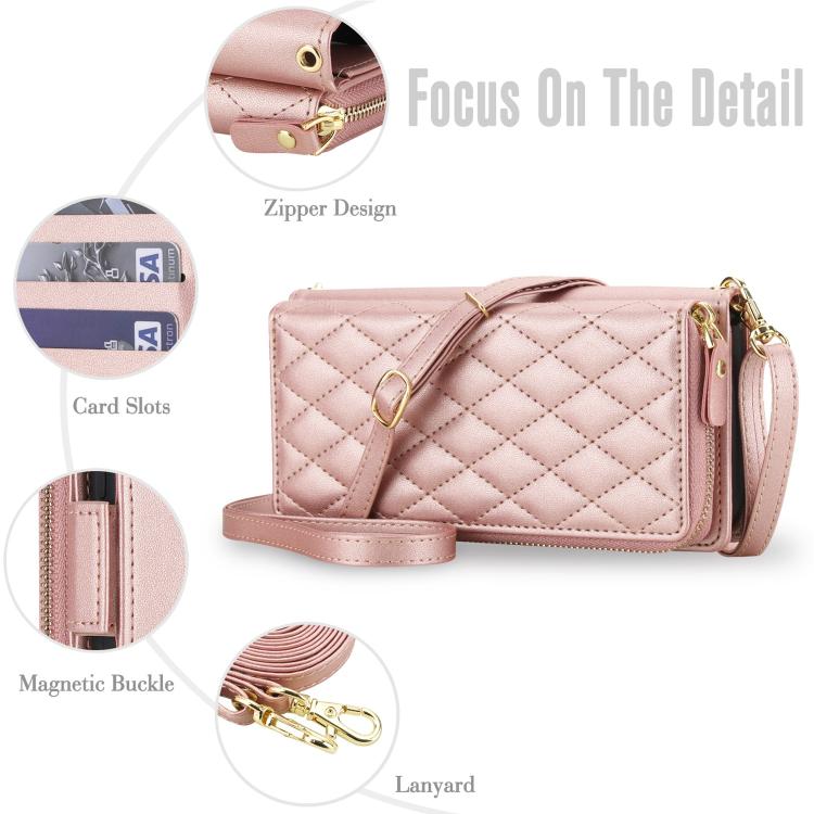 For Samsung Galaxy A57 5G Crossbody Diamond Lattice Zipper Wallet RFID Vegan Leather Phone Case