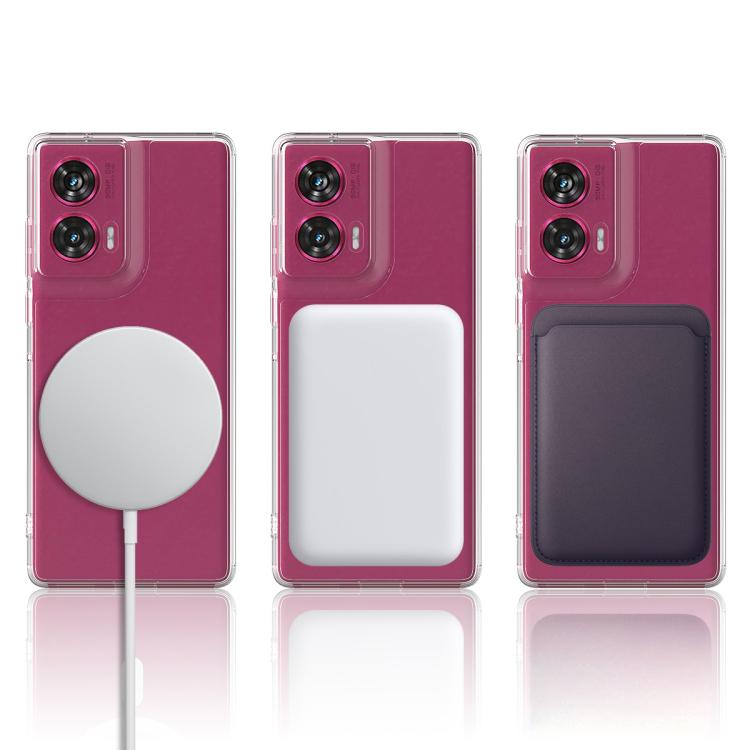 For Motorola Edge 50 Fusion / G85 Large Hole Camera MagSafe Magnetic Clear Acrylic TPU Case - Transparent
