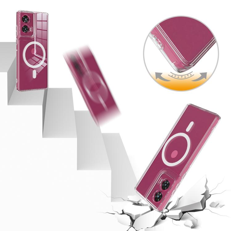 For Motorola Edge 50 Fusion / G85 Large Hole Camera MagSafe Magnetic Clear Acrylic TPU Case - Transparent