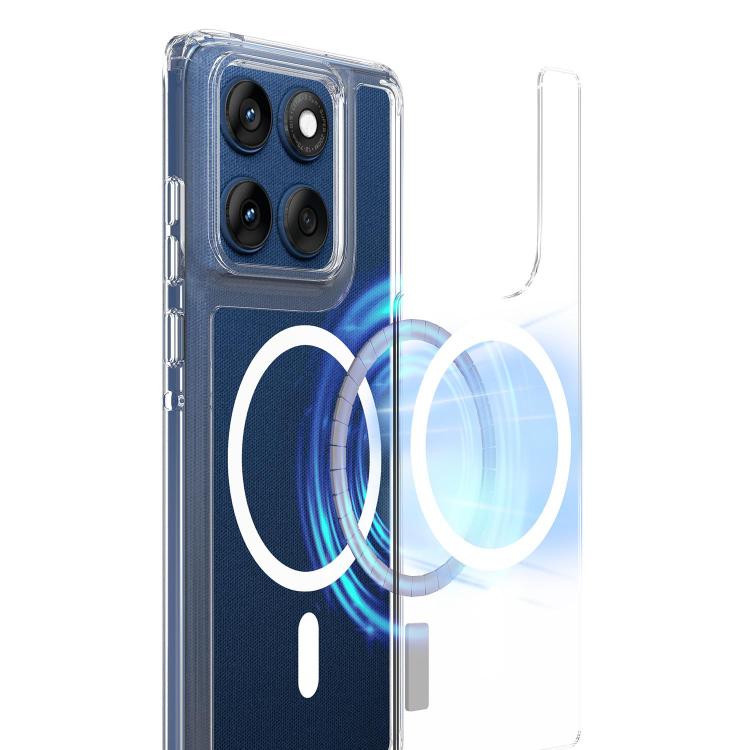For Motorola Edge 60 Large Hole Camera MagSafe Magnetic Clear Acrylic TPU Case - Transparent