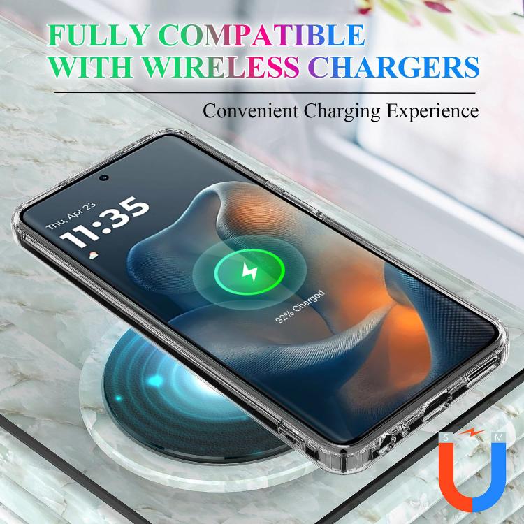 For Motorola Edge 60 Large Hole Camera MagSafe Magnetic Clear Acrylic TPU Case - Transparent