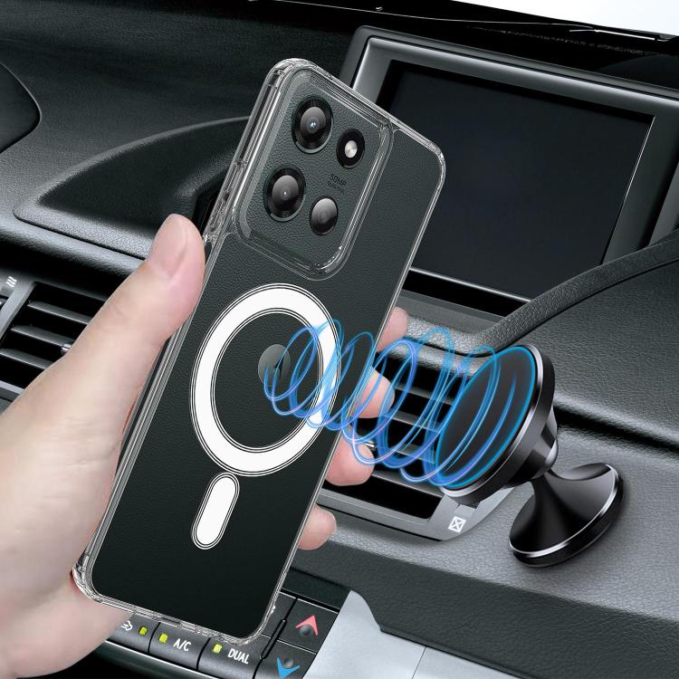 For Motorola Edge 60 Stylus Large Hole Camera MagSafe Magnetic Clear Acrylic TPU Case - Transparent