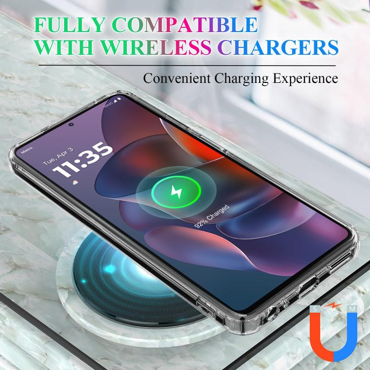 For Motorola Edge 60 Stylus Large Hole Camera MagSafe Magnetic Clear Acrylic TPU Case - Transparent